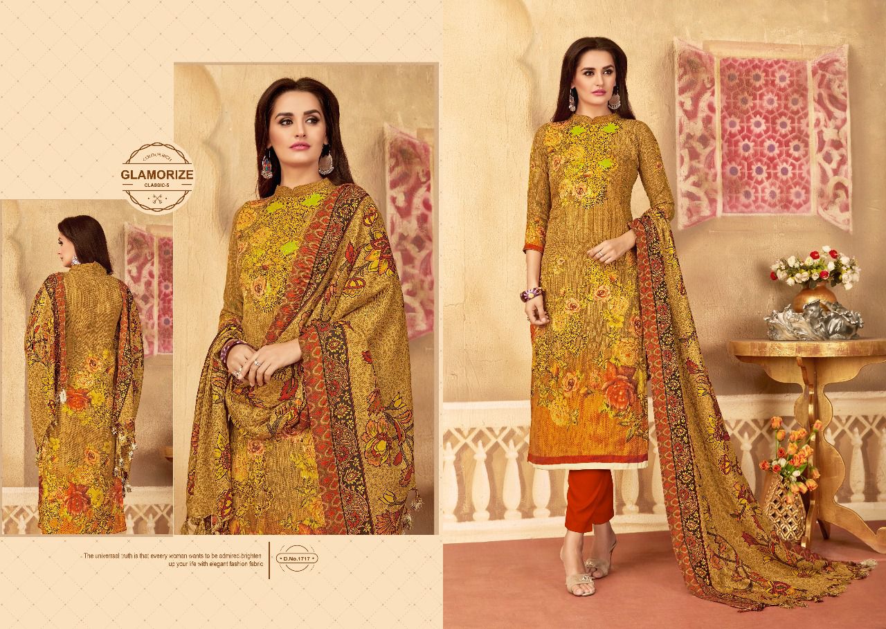 Hasarat By Kalyan Prints 1713 To 1724 Series Pure Pashmina With Digital Print Winter Wear & Casual Wear Dresses At Wholesale Price