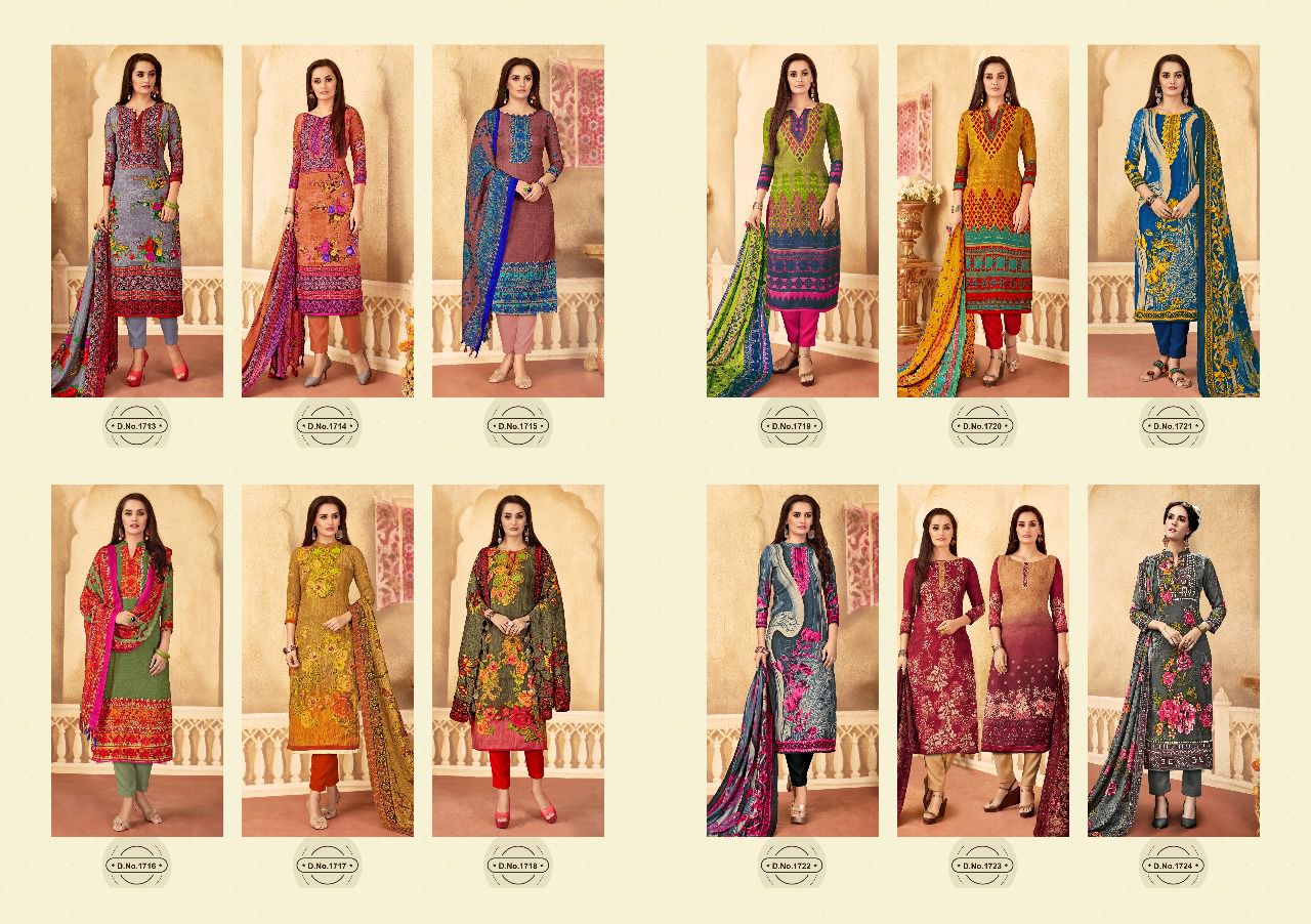 Hasarat By Kalyan Prints 1713 To 1724 Series Pure Pashmina With Digital Print Winter Wear & Casual Wear Dresses At Wholesale Price