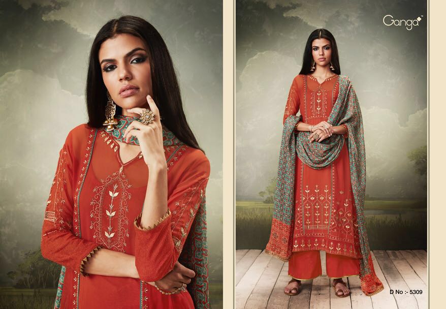 Heritage By Ganga Fashion 5309 To 5314 Series Designer Pakistani Suits Fancy Beautiful Stylish Colorful Party Wear & Occasional Wear Embroidered Dresses At Wholesale Price
