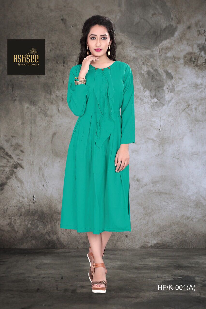 Hf/k-001 By Ashsee A To D Series Designer Beautiful Colorful Stylish Fancy Party Wear & Ethnic Wear Rayon Kurtis At Wholesale Price