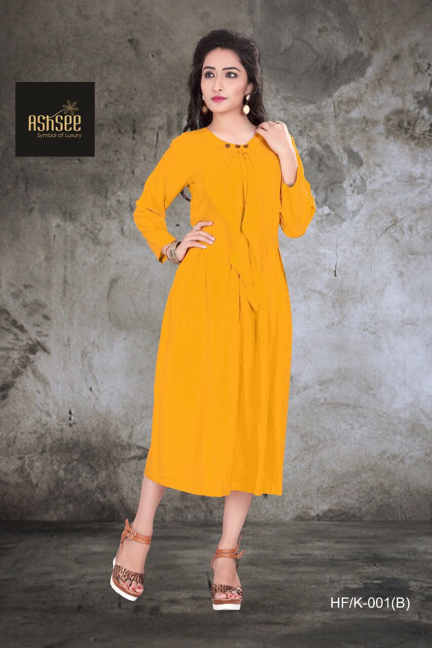 Hf/k-001 By Ashsee A To D Series Designer Beautiful Colorful Stylish Fancy Party Wear & Ethnic Wear Rayon Kurtis At Wholesale Price