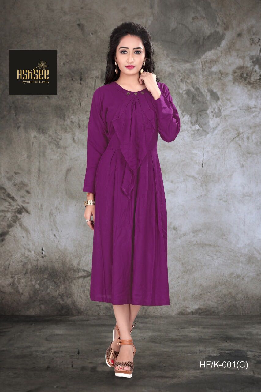 Hf/k-001 By Ashsee A To D Series Designer Beautiful Colorful Stylish Fancy Party Wear & Ethnic Wear Rayon Kurtis At Wholesale Price