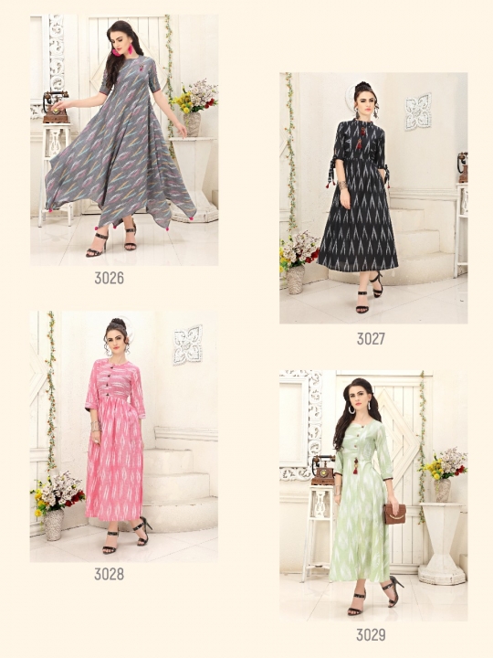 Ikat By Mrigya 3026 To 3033 Series Designer Stylish Colorful Fancy Beautiful Party Wear & Ethnic Wear Pure Cotton Printed Kurtis At Wholesale Price