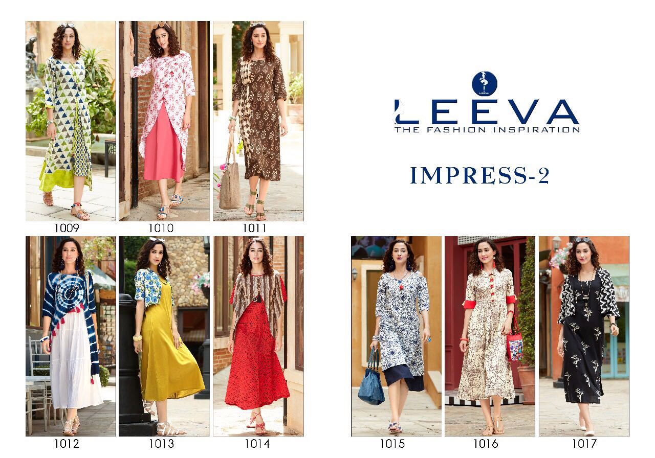 Impress Vol-2 By Leeva 1009 To 1017 Series Beautiful Stylish Colorful Fancy Casual Wear & Party Wear Rayon/ Cotton Printed Kurtis At Wholesale Price