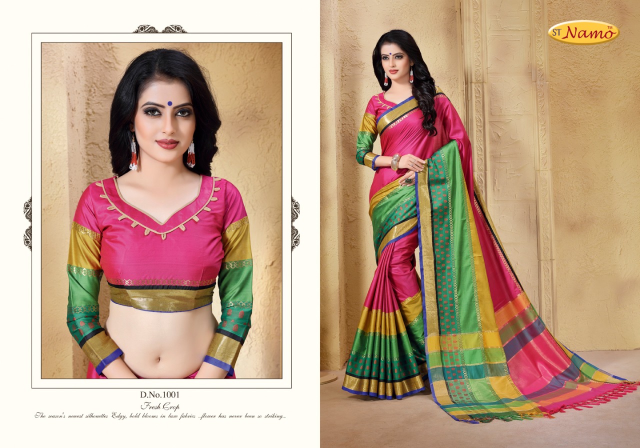 Ishvara By St Namo 1001 To 1011 Series Beautiful Stylish Colorful Fancy Traditional Wear & Occasional Wear Cotton Silk Printed Sarees At Wholesale Price