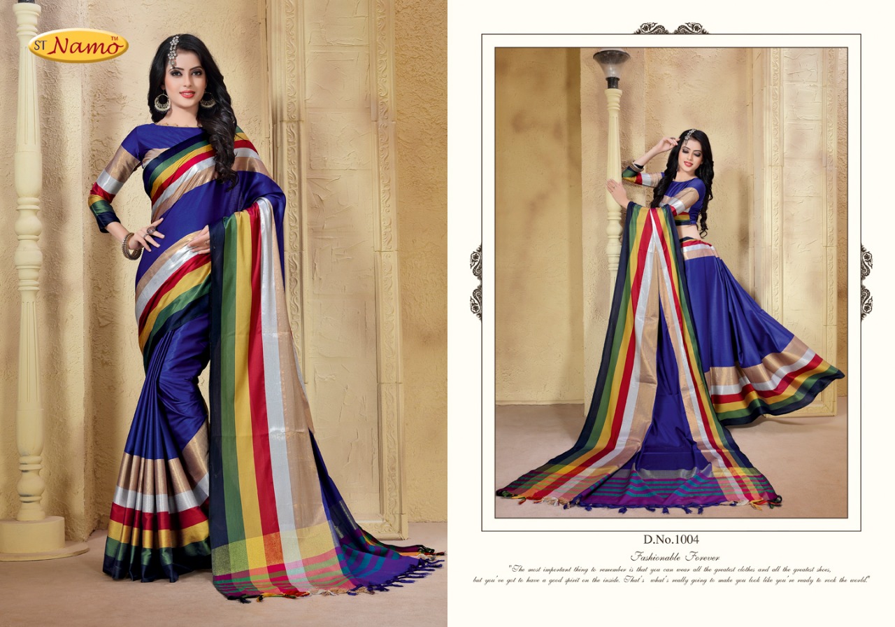 Ishvara By St Namo 1001 To 1011 Series Beautiful Stylish Colorful Fancy Traditional Wear & Occasional Wear Cotton Silk Printed Sarees At Wholesale Price
