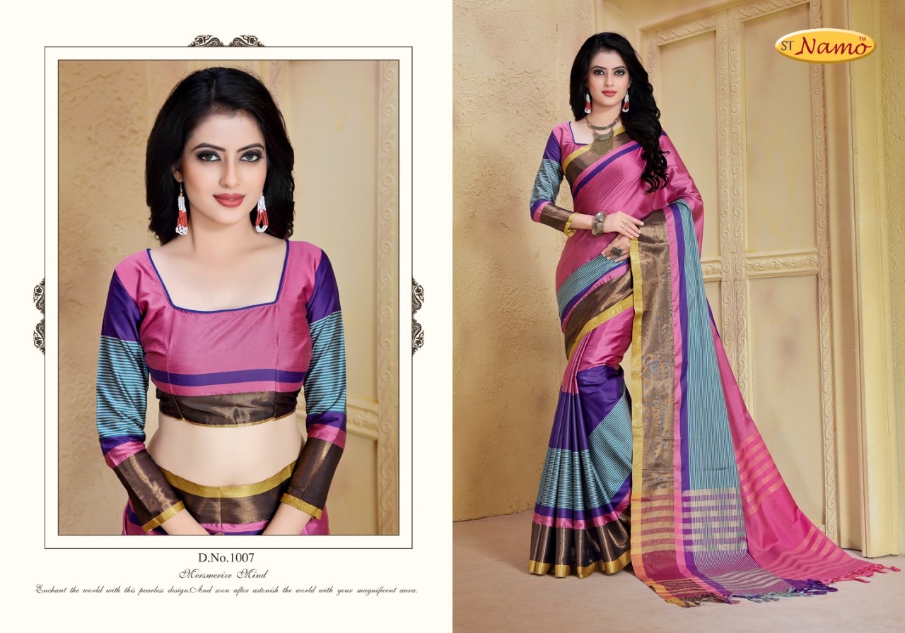 Ishvara By St Namo 1001 To 1011 Series Beautiful Stylish Colorful Fancy Traditional Wear & Occasional Wear Cotton Silk Printed Sarees At Wholesale Price