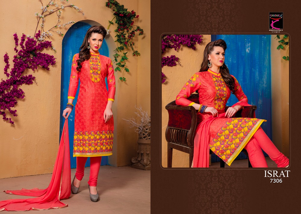 Israt By Khushika 7301 To 7310 Series Designer Pakistani Suits Beautiful Fancy Colorful Party Wear & Ethnic Wear Glace Cotton Dresses At Wholesale Price