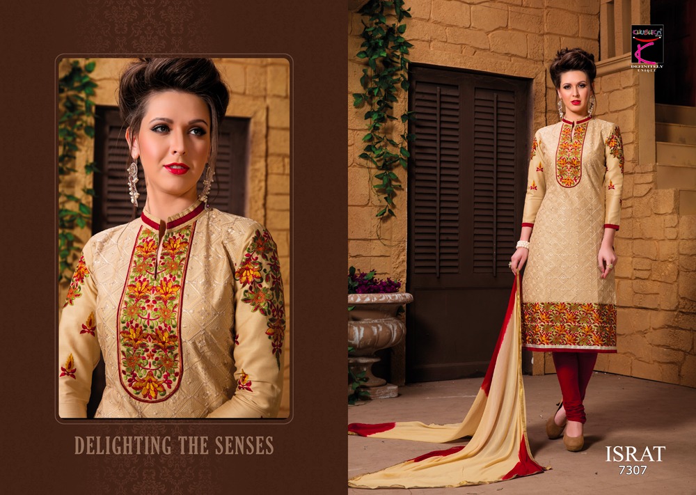 Israt By Khushika 7301 To 7310 Series Designer Pakistani Suits Beautiful Fancy Colorful Party Wear & Ethnic Wear Glace Cotton Dresses At Wholesale Price