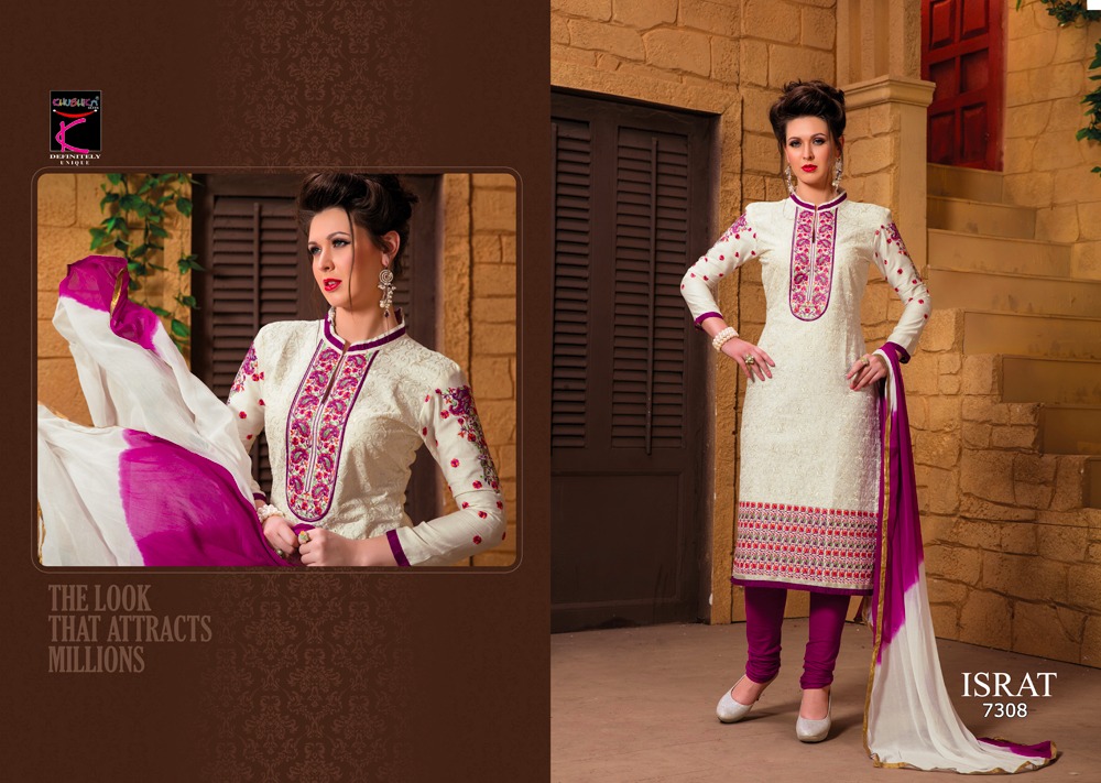 Israt By Khushika 7301 To 7310 Series Designer Pakistani Suits Beautiful Fancy Colorful Party Wear & Ethnic Wear Glace Cotton Dresses At Wholesale Price