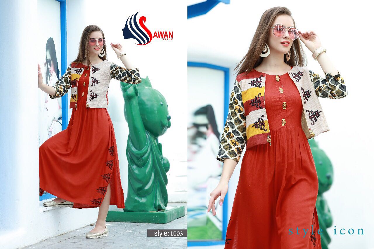 Jacqueline Vol-1 By Awan Textile 1001 To 1008 Series Beautiful Colorful Stylish Fancy Casual Wear & Ethnic Wear Rayon Printed & Embroidered Kurtis At Wholesale Price