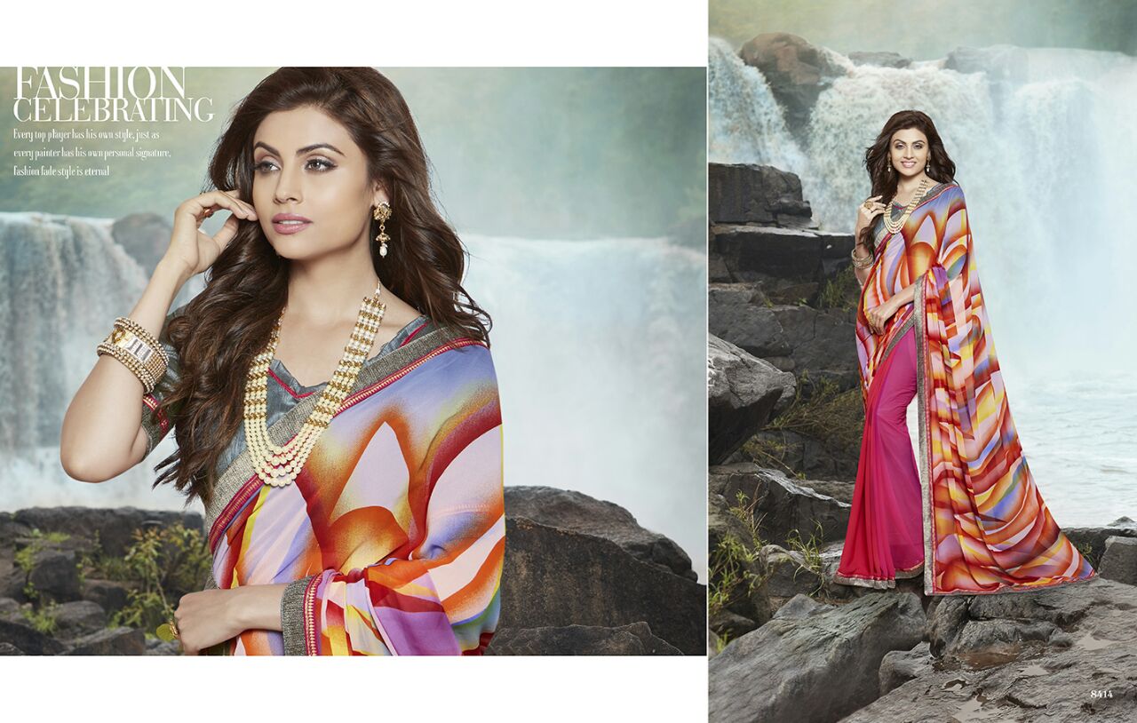 Jalsa By Kesari Nandan Sarees 8401 To 8416 Series Indian Ethnic Beautiful Stylish Designer Printed Casual Wear Party Wear Georgette Sarees At Wholesale Price