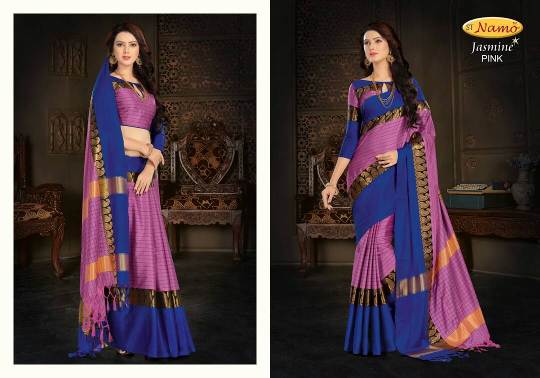 Jashmin 01 To 09 Series By St-namo Beautiful Colourful Stylish Fancy Pretty Party Wear Casual Wear Occasional Wear Printed Cotton Sarees At Wholesale Price