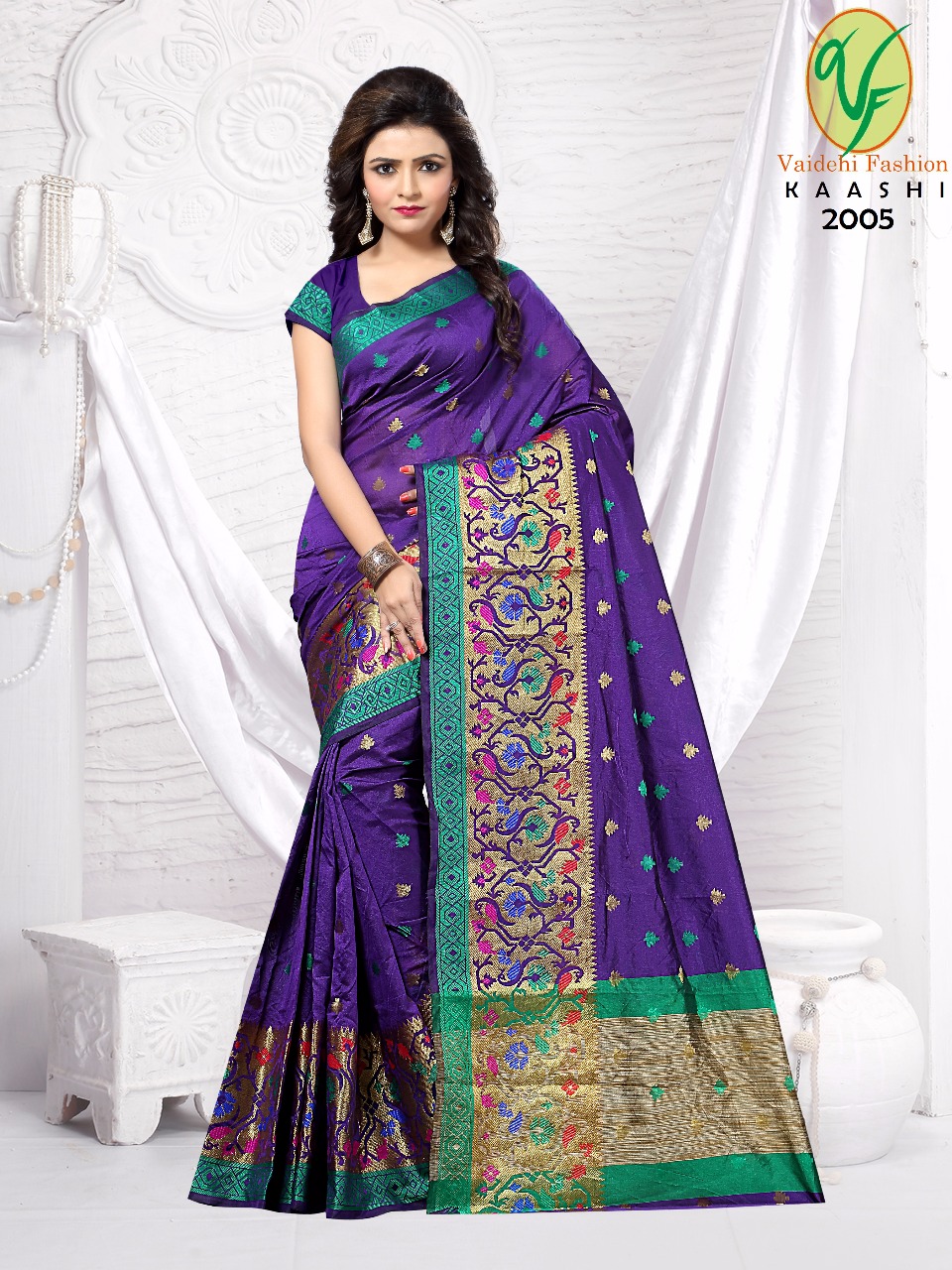 Kaashi By Vaidehi Fashion 2001 To 2005 Series Beautiful Colorful Fancy Stylish Traditional Wear & Occasional Wear Silk Printed Sarees At Wholesale Price