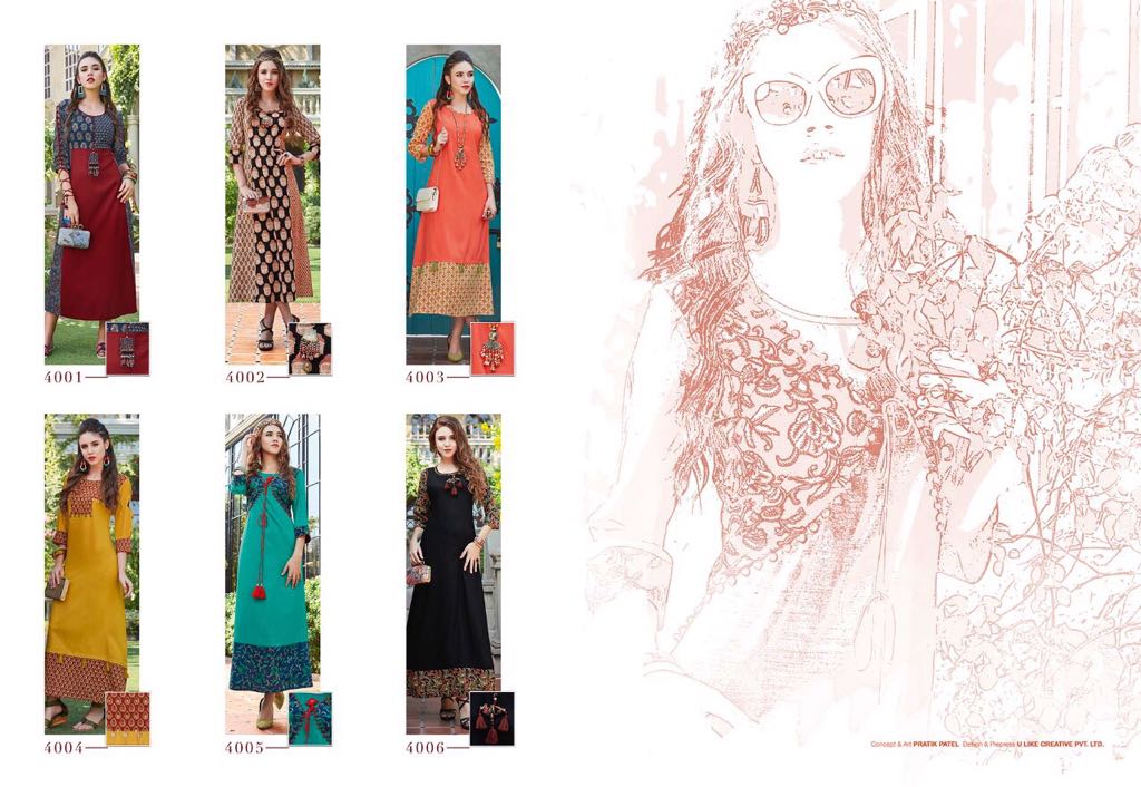 Karigari By Indicut 4001 To 4006 Series Stylish Colorful Fancy Beautiful Casual Wear & Ethnic Wear Cotton & Rayon Printed Kurtis At Wholesale Price