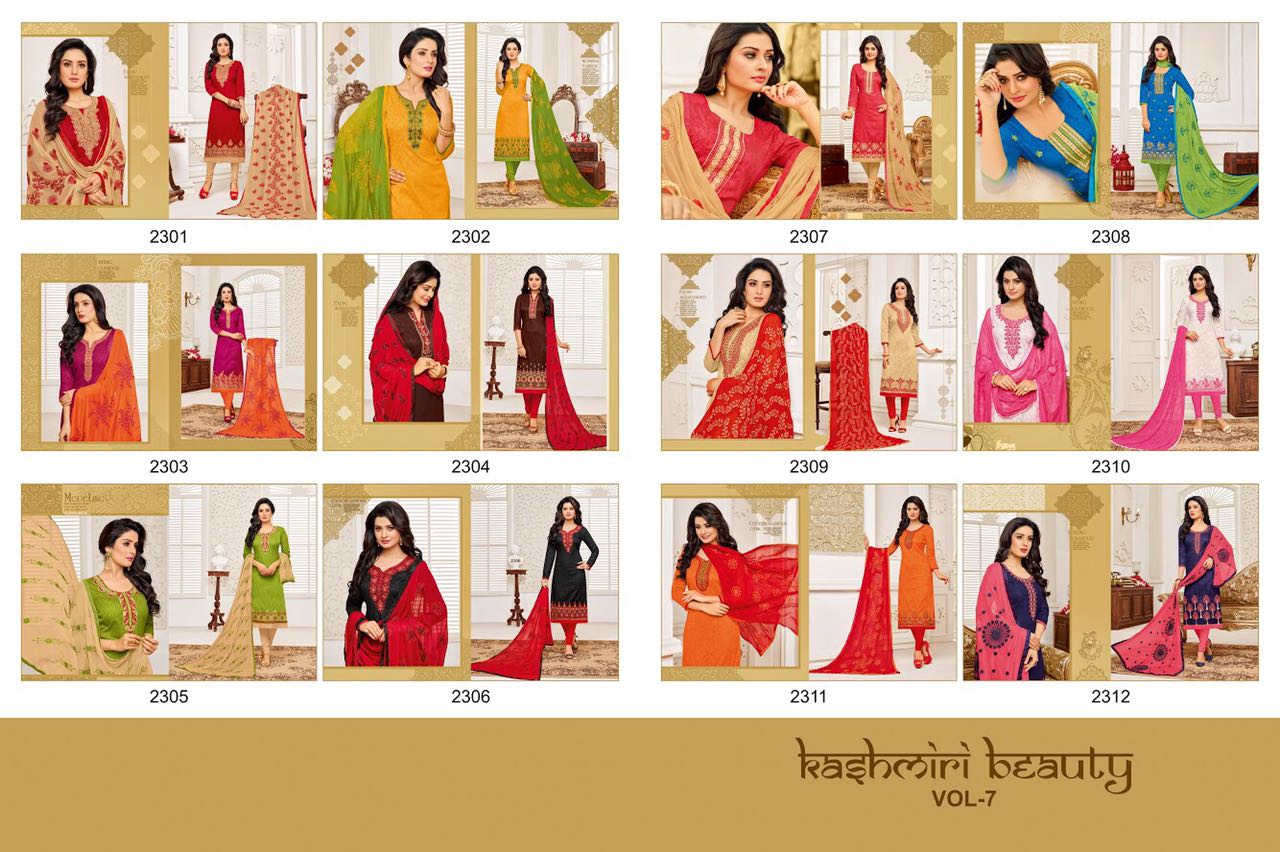 Kashmiri Beauty Vol-7 By Rr Fashion 2301 To 2312 Series Beautiful Embroidered Work Suits Colorful Ethnic Wear & Occasional Wear Cambric Jacquard Dresses At Wholesale Price