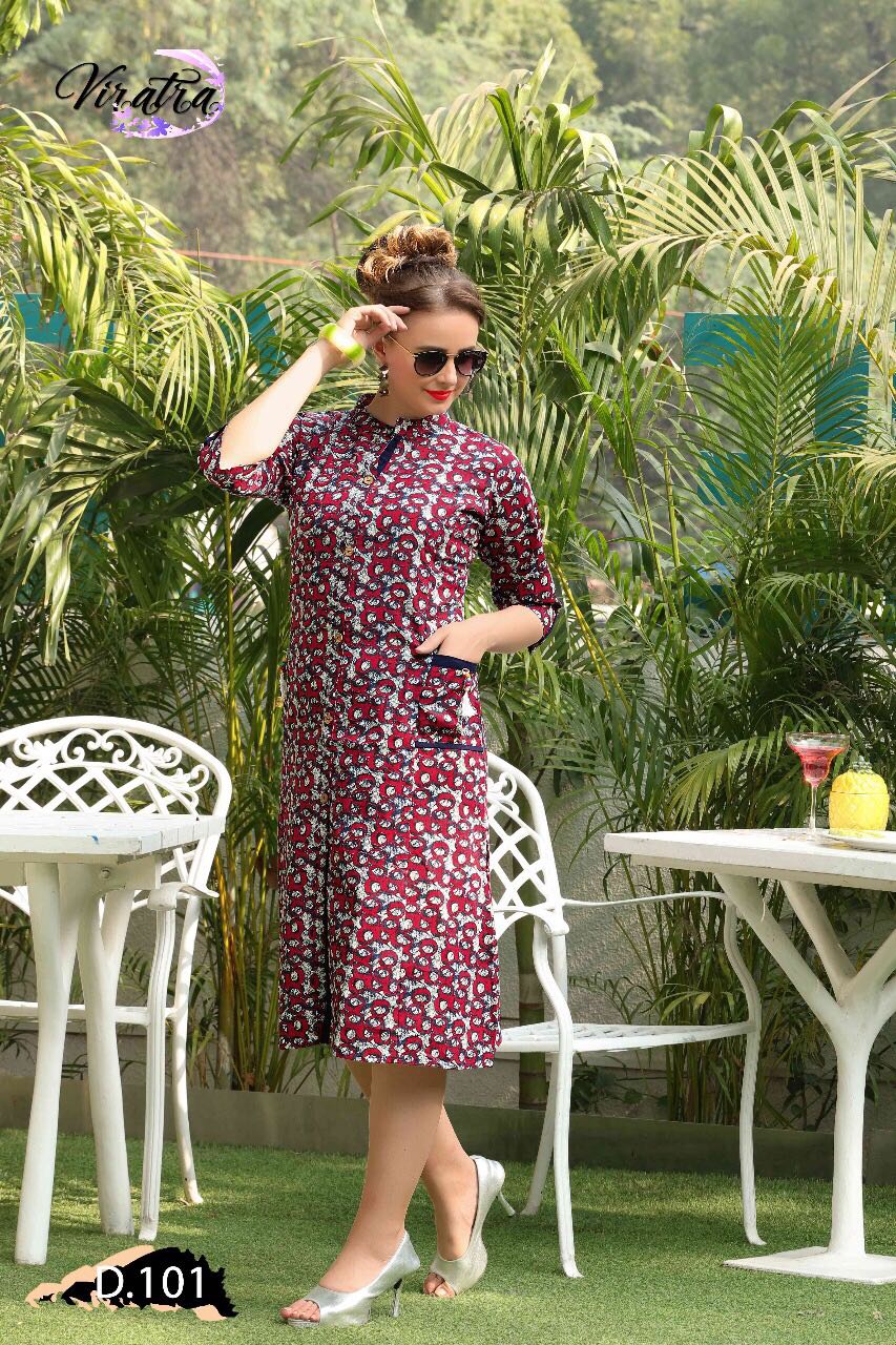 Kavya Vol-1 By Viratra Tex 101 To 108 Series Beautiful Colorful Stylish Fancy Casual Wear & Ethnic Wear Cotton Printed Kurtis At Wholesale Price
