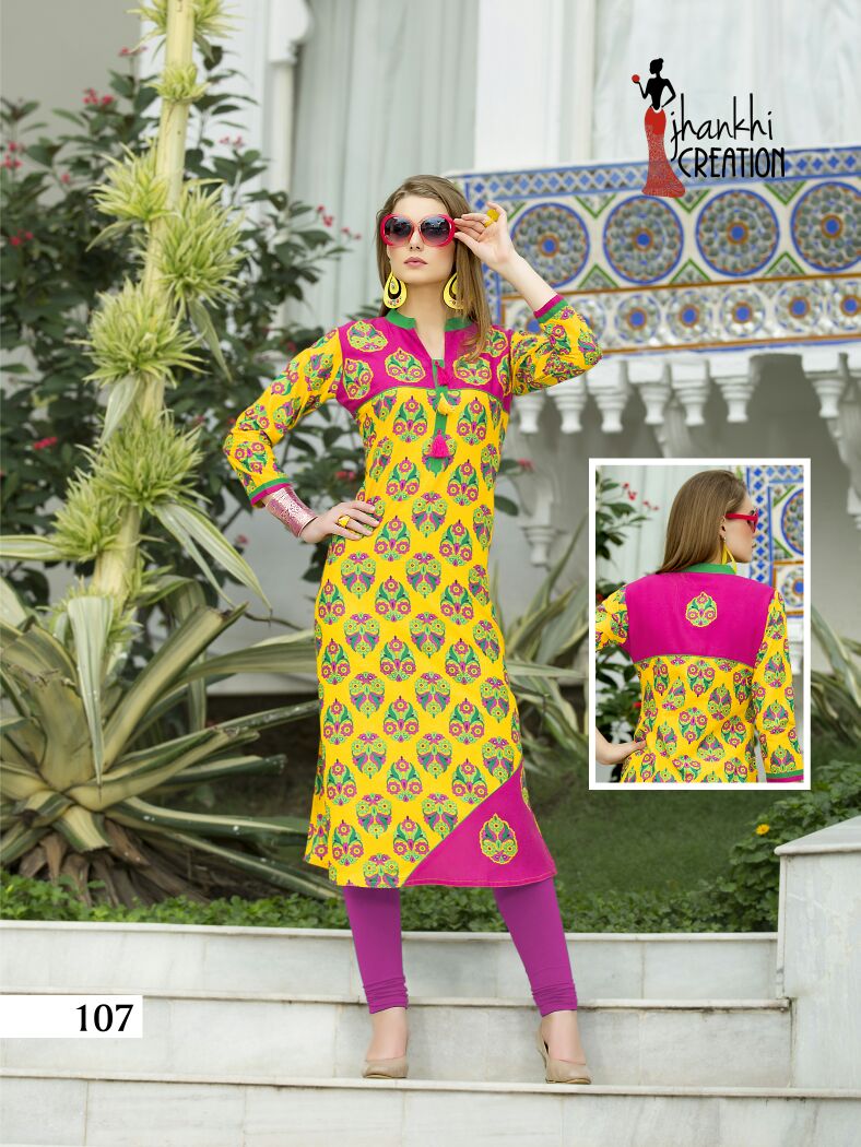 Kesar By Jhankhi Creation 101 To 112 Series Beautiful Colorful Stylish Fancy Casual Wear & Ready To Wear Heavy Cotton Printed Kurtis At Wholesale Price