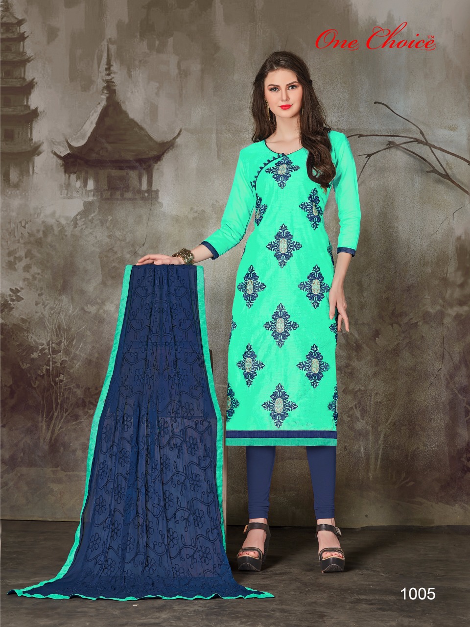 Kesar By One Choice 1001 To 1012 Series Indian Designer Suits Colorful Stylish Beautiful Embroidered Casual Wear & Party Wear & Occsional Wear Chanderi Dresses At Wholesale Price