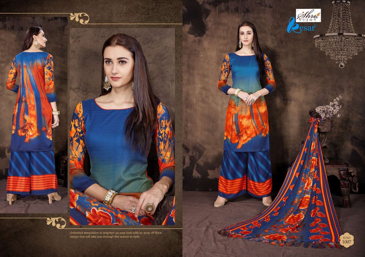 Kesar By Shri Vijay 1001 To 1010 Series Pakistani Suits Beautiful Colorful Fancy Winter Wear & Casual Wear Pure Pashmina Dresses At Wholesale Price