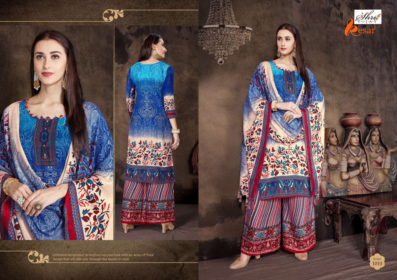 Kesar By Shri Vijay 1001 To 1010 Series Pakistani Suits Beautiful Colorful Fancy Winter Wear & Casual Wear Pure Pashmina Dresses At Wholesale Price