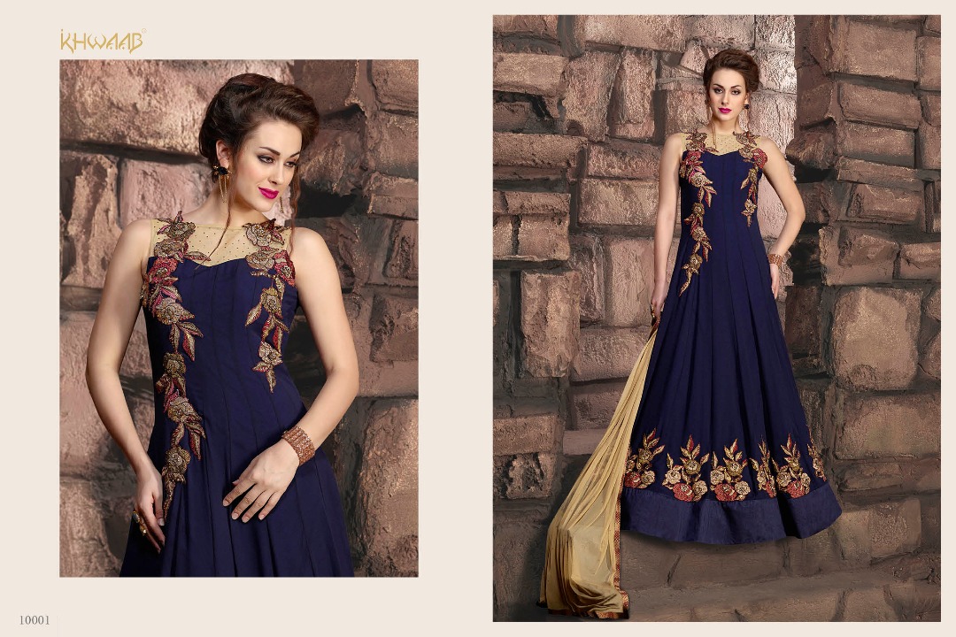 Khwaab-10 10001 To 10006 Series By Khwaab Beautiful Embroidered Stylish Fancy Pretty Party Wear Occasional Wear Ethnic Wear Dresses At Wholesale Price