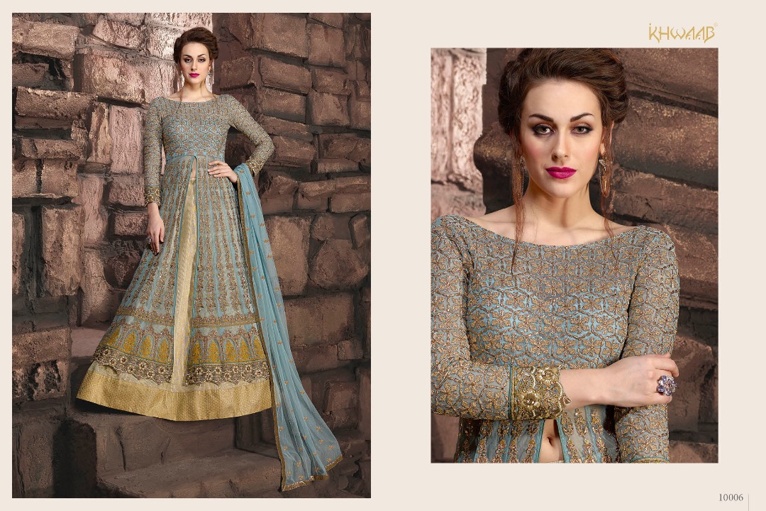 Khwaab-10 10001 To 10006 Series By Khwaab Beautiful Embroidered Stylish Fancy Pretty Party Wear Occasional Wear Ethnic Wear Dresses At Wholesale Price