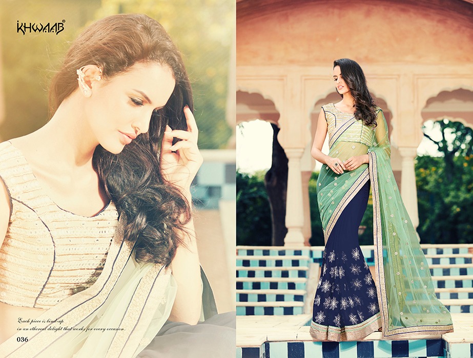 Khwaab Hit Designs By Khwaab Indian Traditional Wear Beautiful Stylish Designer Embroidered Occasional Wear & Party Wear Georgette/ Net/ Satin Chiffon Sarees At Wholesale Price
