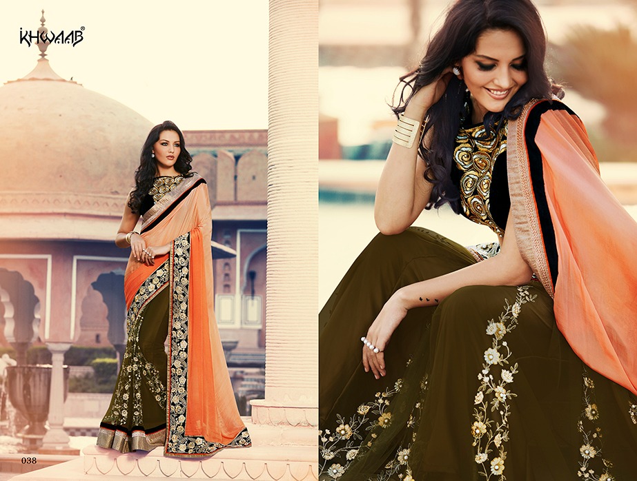 Khwaab Hit Designs By Khwaab Indian Traditional Wear Beautiful Stylish Designer Embroidered Occasional Wear & Party Wear Georgette/ Net/ Satin Chiffon Sarees At Wholesale Price