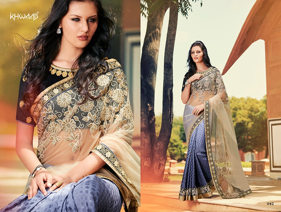 Khwaab Hit Designs By Khwaab Indian Traditional Wear Beautiful Stylish Designer Embroidered Occasional Wear & Party Wear Georgette/ Net/ Satin Chiffon Sarees At Wholesale Price