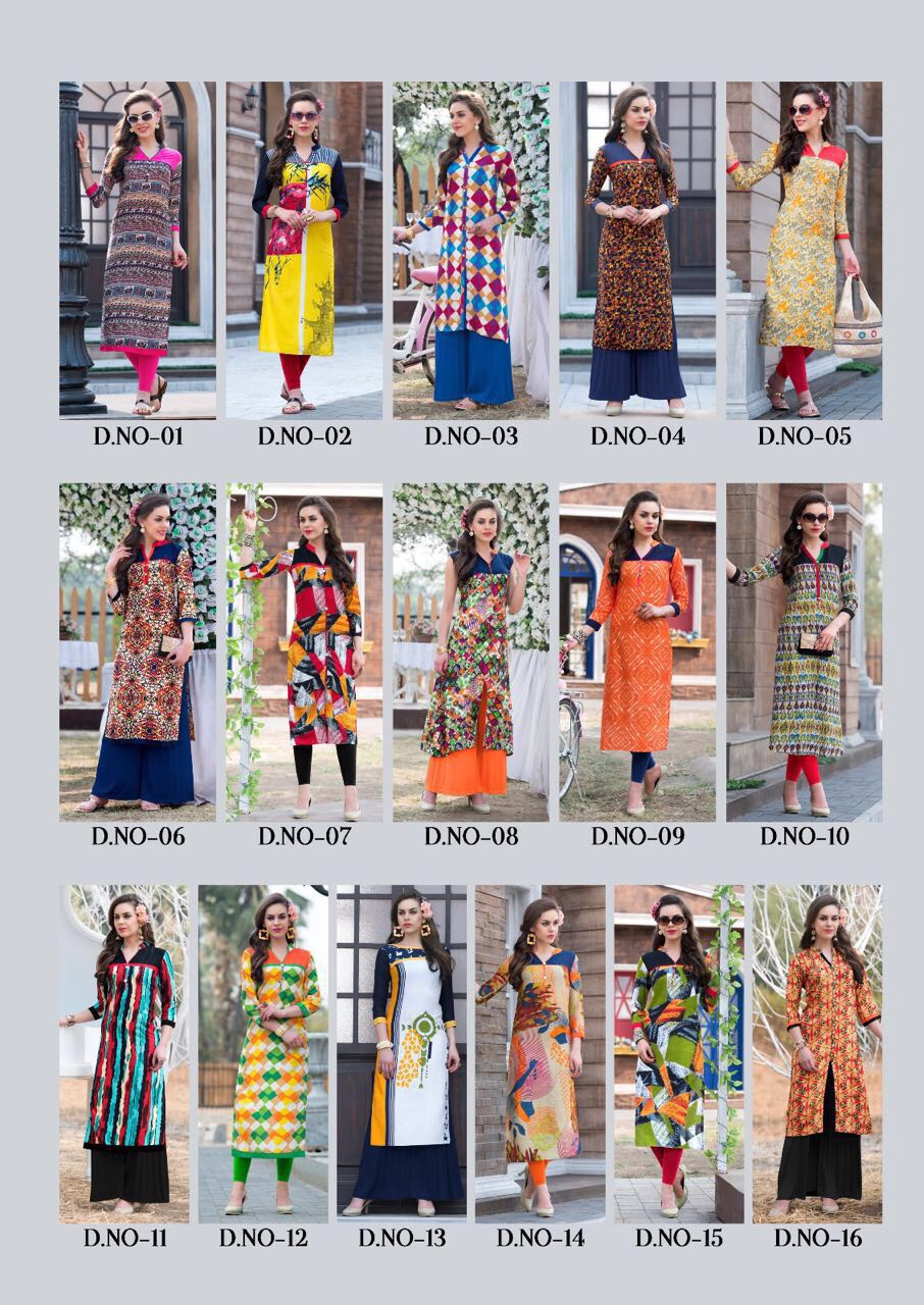 Kit Kat By Kajal Style 01 To 16 Series Beautiful Stylish Designer Printed Casual Wear Ready To Wear Rayon Kurtis At Wholesale Price