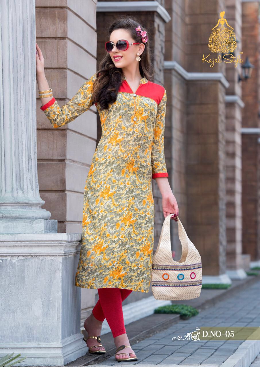 Kit Kat By Kajal Style 01 To 16 Series Beautiful Stylish Designer Printed Casual Wear Ready To Wear Rayon Kurtis At Wholesale Price