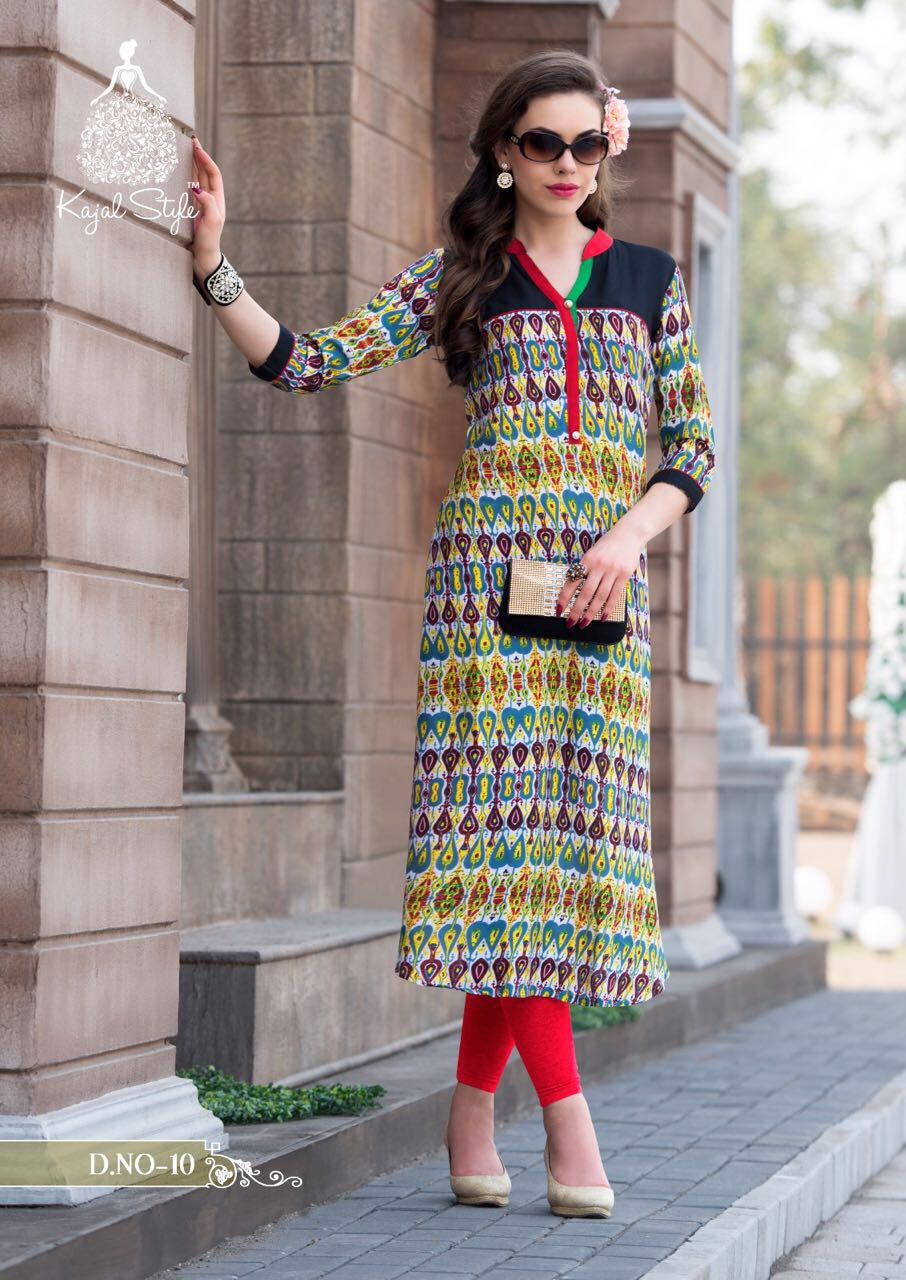 Kit Kat By Kajal Style 01 To 16 Series Beautiful Stylish Designer Printed Casual Wear Ready To Wear Rayon Kurtis At Wholesale Price