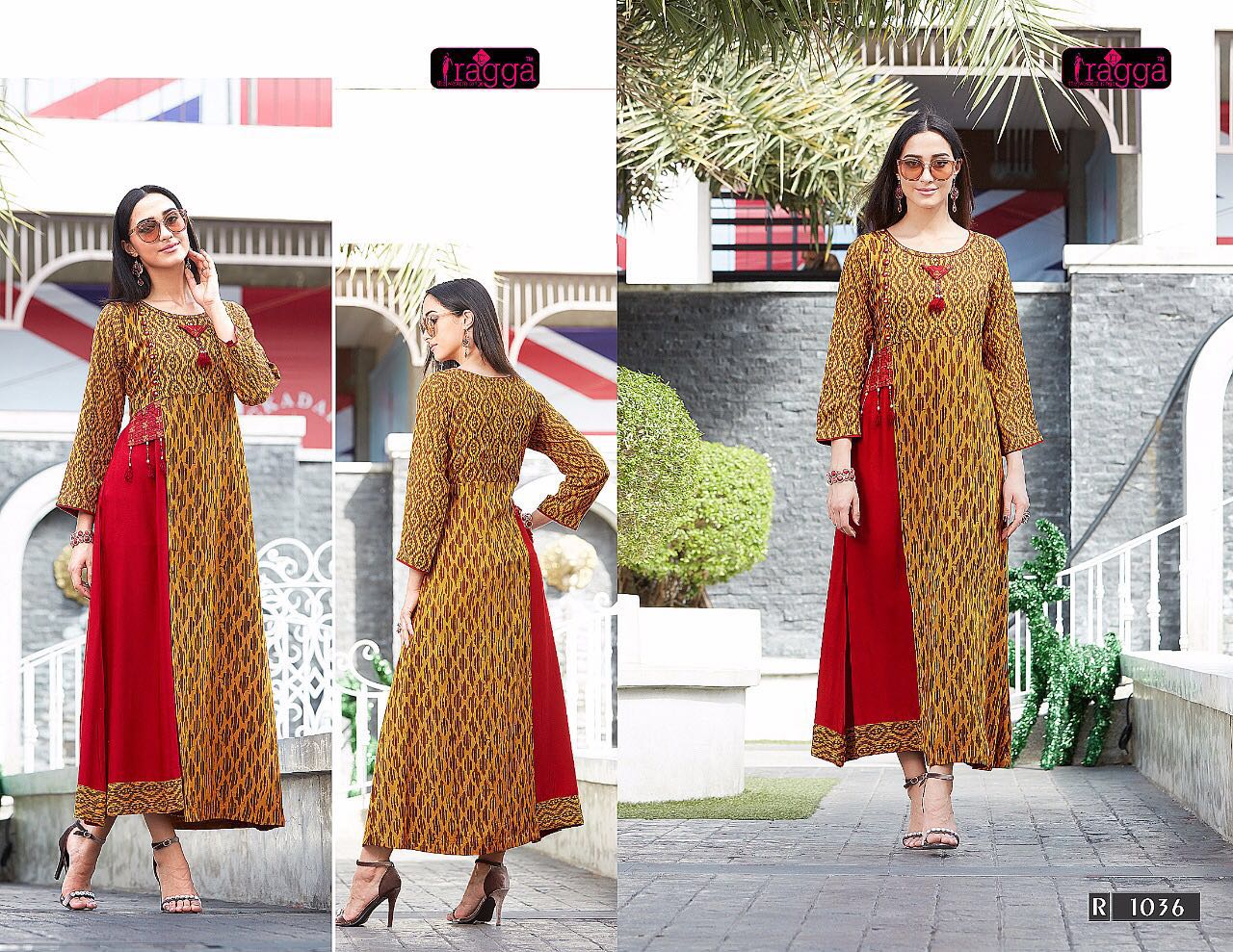 Koraa By Ragga 1035 To 1042 Series Designer Stylish Colorful Fancy Beautiful Party Wear & Ethnic Wear Rayon Printed Kurtis At Wholesale Price