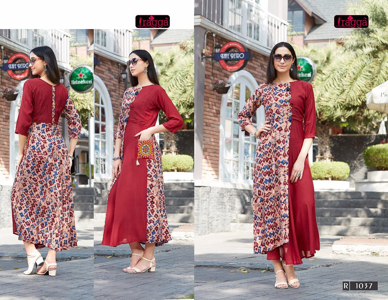 Koraa By Ragga 1035 To 1042 Series Designer Stylish Colorful Fancy Beautiful Party Wear & Ethnic Wear Rayon Printed Kurtis At Wholesale Price