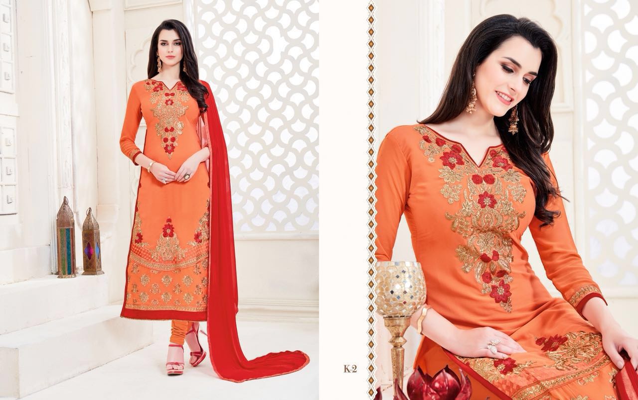 Krina By Only Trendz K-1 To K-6 Series Designer Beautiful Fancy Stylish Colorful Party Wear & Occasional Wear Georgette Embroidered Dresses At Wholesale Price