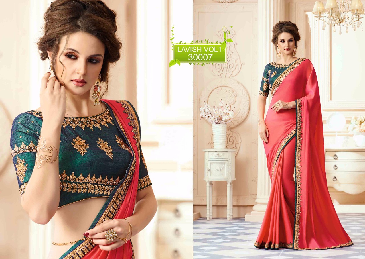 Lavish Vol-1 By Vritika 30001 To 30009 Series Stylish Beautiful Indian Designer Embroidered Party Wear And Occasional Wear Georgette & Silk Sarees At Wholesale Price