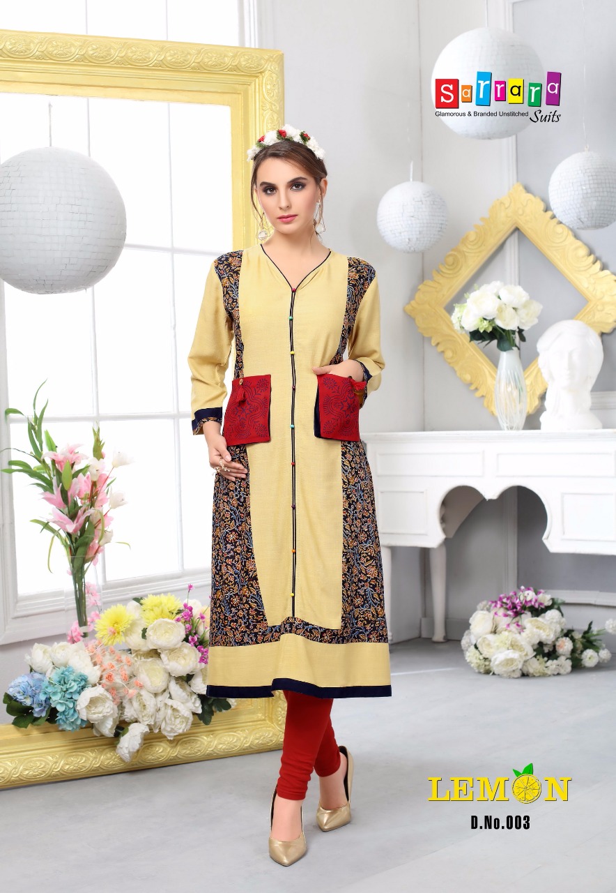 Lemon By Sarrara 001 To 010 Series Colorful Beautiful Stylish Fancy Casual Wear & Ethnic Wear Rayon Printed Kurtis At Wholesale Price