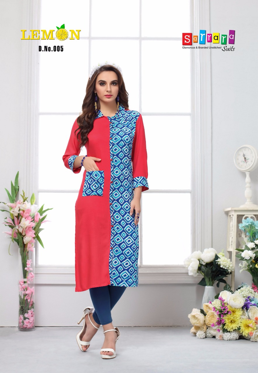 Lemon By Sarrara 001 To 010 Series Colorful Beautiful Stylish Fancy Casual Wear & Ethnic Wear Rayon Printed Kurtis At Wholesale Price