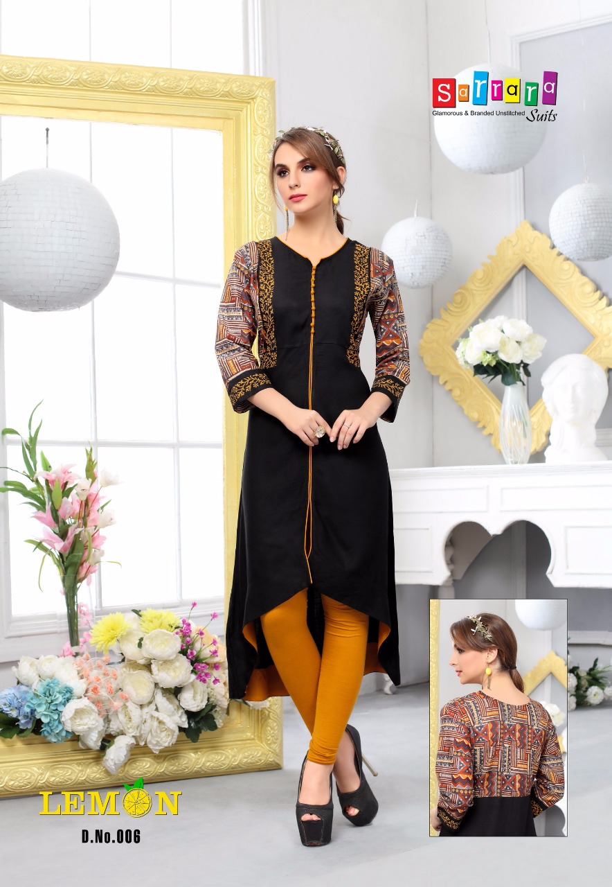 Lemon By Sarrara 001 To 010 Series Colorful Beautiful Stylish Fancy Casual Wear & Ethnic Wear Rayon Printed Kurtis At Wholesale Price