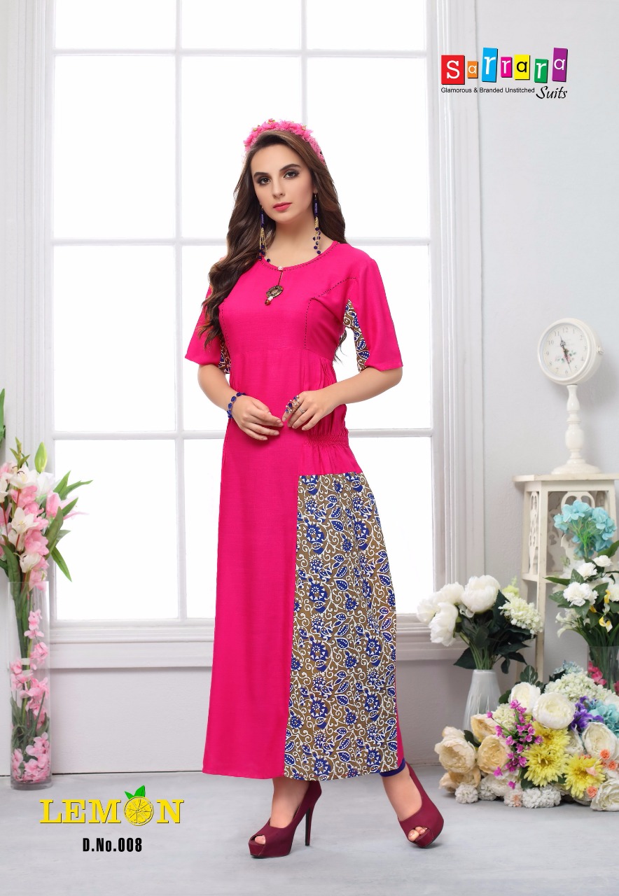 Lemon By Sarrara 001 To 010 Series Colorful Beautiful Stylish Fancy Casual Wear & Ethnic Wear Rayon Printed Kurtis At Wholesale Price
