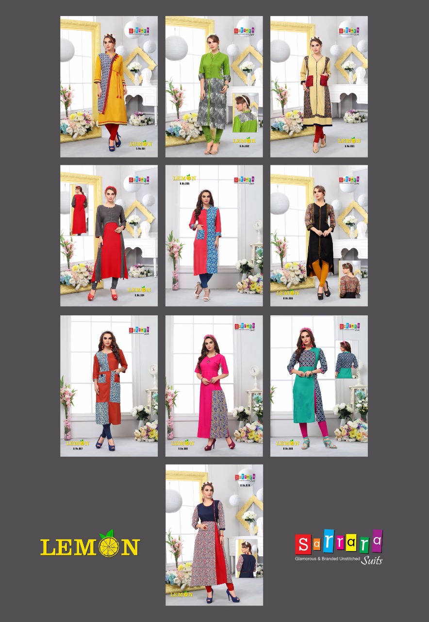 Lemon By Sarrara 001 To 010 Series Colorful Beautiful Stylish Fancy Casual Wear & Ethnic Wear Rayon Printed Kurtis At Wholesale Price