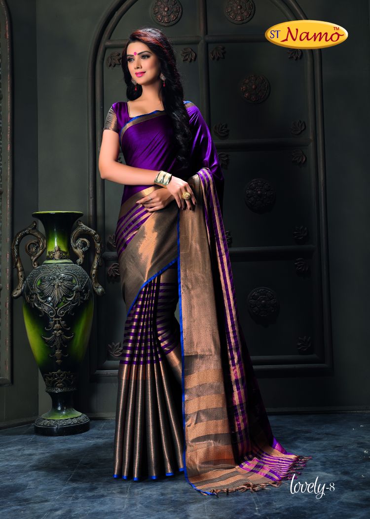 Lovely By St Namo 01 To 09 Series Stylish Beautiful Fancy Colorful Traditional Wear & Occasional Wear Cotton Silk Printed Sarees At Wholesale Price