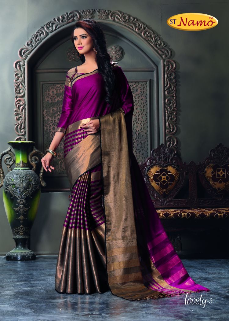 Lovely By St Namo 01 To 09 Series Stylish Beautiful Fancy Colorful Traditional Wear & Occasional Wear Cotton Silk Printed Sarees At Wholesale Price