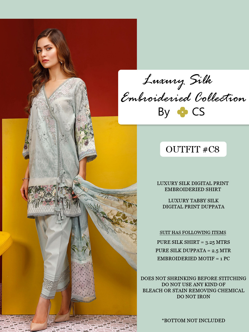 Luxury Silk Collection Vol-2 By Cs C5 To C8 Series Designer Pakistani Embroidered Suits Beautiful Colorful Fancy Party Wear & Occasional Wear Digital Printed Silk Dresses At Wholesale Price