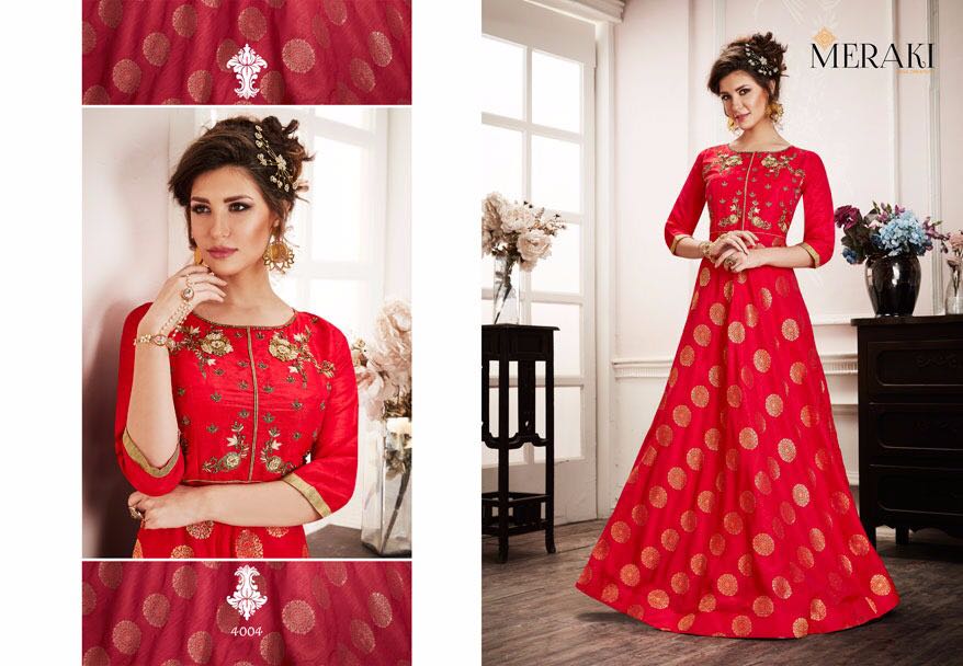 Maher By Meraki 4001 To 4006 Series Designer Beautiful Bridal Collection Fancy Colorful Party Wear & Occasional Wear Mulberry Jacquard Embroidered Dresses At Wholesale Price