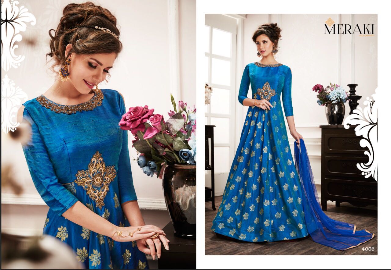 Maher By Meraki 4001 To 4006 Series Designer Beautiful Bridal Collection Fancy Colorful Party Wear & Occasional Wear Mulberry Jacquard Embroidered Dresses At Wholesale Price