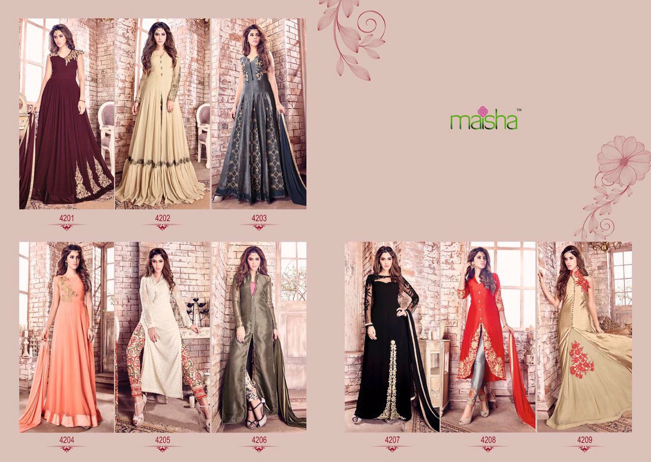 Maisha 4201 To 4209 Series By Maisha Indian Traditional Embroidered Designer Beautiful Stylish Party Wear Occasional Wear Dresses At Wholesale Price