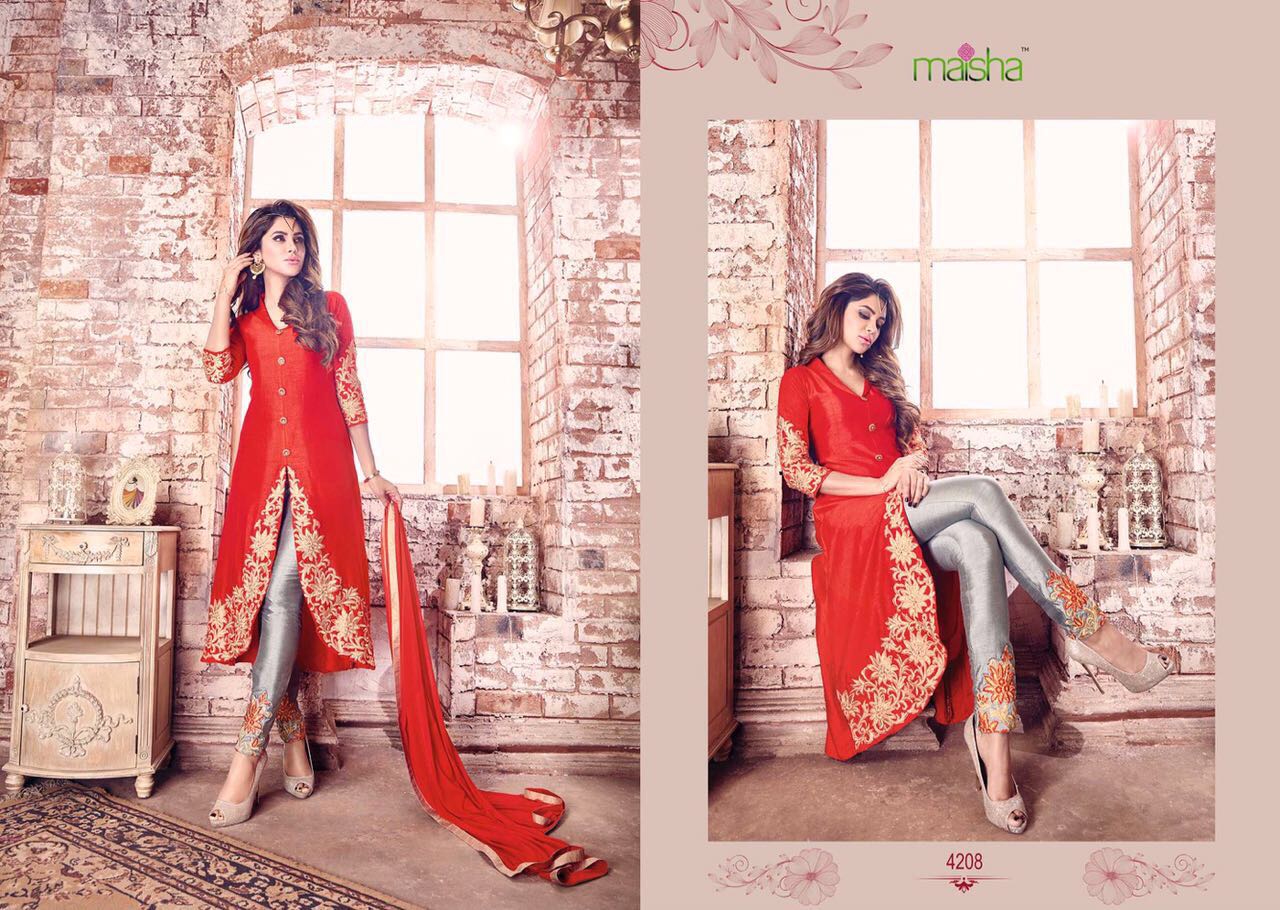 Maisha 4201 To 4209 Series By Maisha Indian Traditional Embroidered Designer Beautiful Stylish Party Wear Occasional Wear Dresses At Wholesale Price