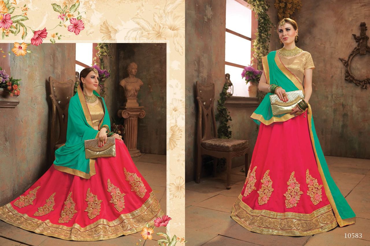 Majestic By Riddhoo Fashion 10581 To 10588 Series Designer Beautiful Fancy Colorful Party Wear & Occasional Wear Silk Lehengas At Wholesale Price